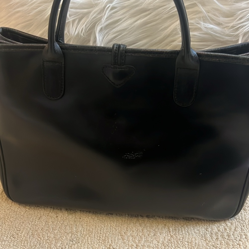 Authentic Longchamp black leather tote bag with silver hardware - Picture 7 of 16